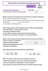 Reconnaitre une situation de proportionnalité - Évaluation pour la  : 8ème Harmos - PDF à imprimer