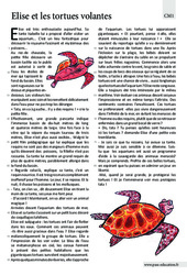 Elise et les tortues volantes - Récit - Lecture : 6ème Harmos - PDF à imprimer