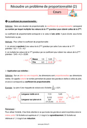 Résoudre un problème de proportionnalité (2) - Cours pour la  : 8ème Harmos - PDF à imprimer