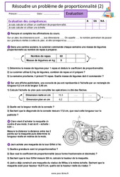 Résoudre un problème de proportionnalité (2) - Évaluation pour la  : 8ème Harmos - PDF à imprimer