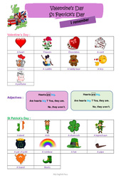 Valentine’s Day and St Patrick’s Day (Stage) - Cours, Leçon d'anglais  - My English Pass : 5ème, 6ème Harmos - PDF gratuit à imprimer