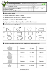 Identifier et décrire les polygones - Examen Evaluation- Fiches QCM - Quiz  : 5ème Harmos - PDF à imprimer