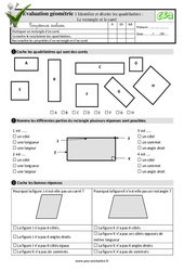 Identifier et décrire les quadrilatères - Fiches Le rectangle et le carré - Examen Evaluation- Fiches QCM - Quiz  : 5ème Harmos - PDF à imprimer