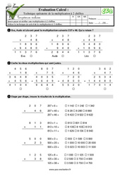 Technique opératoire de la multiplication à 2 chiffres - Examen Evaluation- Fiches QCM - Quiz  : 5ème Harmos - PDF à imprimer