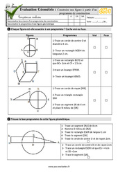 Construire une figure à partir d’un programme de construction - Examen Evaluation- Fiches QCM - Quiz  : 6ème Harmos - PDF à imprimer