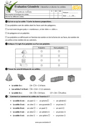 Identifier et décrire les solides - Examen Evaluation- Fiches QCM - Quiz  : 7ème Harmos - PDF à imprimer