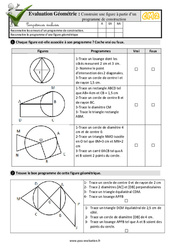 Construire une figure à partir d’un programme de construction - Examen Evaluation- Fiches QCM - Quiz  : 7ème Harmos - PDF à imprimer