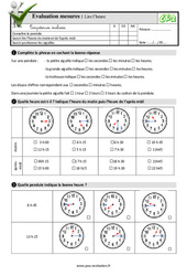 Lire l’heure - Examen Evaluation- Fiches QCM - Quiz  : 5ème Harmos - PDF à imprimer