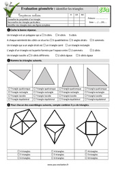 Identifier les triangles - Examen Evaluation- Fiches QCM - Quiz  : 5ème Harmos - PDF à imprimer