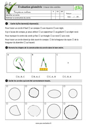 Tracer des cercles - Examen Evaluation- Fiches QCM - Quiz  : 5ème Harmos - PDF à imprimer