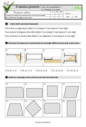 Tracer des quadrilatères - Fiches Le rectangle et le carré - Examen Evaluation- Fiches QCM - Quiz  : 5ème Harmos - PDF à imprimer