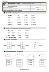 La multiplication à un chiffre - Examen Evaluation- Fiches QCM - Quiz  : 6ème Harmos - PDF à imprimer