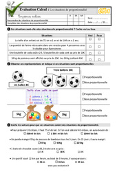 Les situations de proportionnalité - Examen Evaluation- Fiches QCM - Quiz  : 6ème Harmos - PDF à imprimer