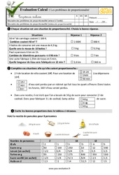 Problèmes de proportionnalité - Examen Evaluation- Fiches QCM - Quiz  : 7ème Harmos - PDF à imprimer