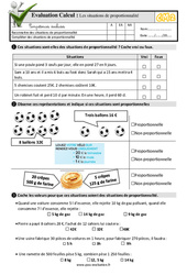 Les situations de proportionnalité - Examen Evaluation- Fiches QCM - Quiz  : 7ème Harmos - PDF à imprimer