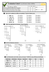 La division à deux chiffres - Examen Evaluation- Fiches QCM - Quiz  : 7ème Harmos - PDF à imprimer