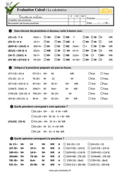 La calculatrice - Examen Evaluation- Fiches QCM - Quiz  : 7ème Harmos - PDF à imprimer