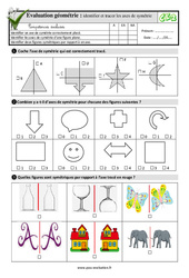 Identifier et tracer les axes de symétrie - Examen Evaluation- Fiches QCM - Quiz  : 5ème Harmos - PDF à imprimer