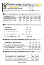 Les homophones ce / se / - ces / ses / - mais / mes - Examen Evaluation- Fiches QCM - Quiz : 6ème Harmos - PDF à imprimer