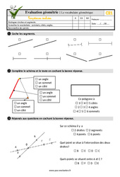 Le vocabulaire géométrique - Examen Evaluation- Fiches QCM - Quiz : 4ème Harmos - PDF à imprimer