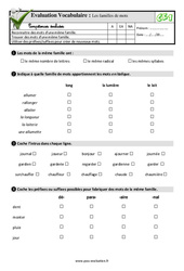 Les familles de mots - Examen Evaluation- Fiches QCM - Quiz : 4ème Harmos - PDF à imprimer