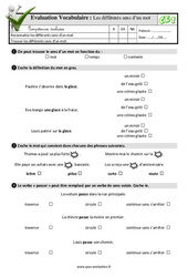 Les différents sens d’un mot - Examen Evaluation- Fiches QCM - Quiz : 4ème Harmos - PDF à imprimer