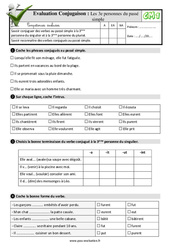 Les 3e personnes du passé simple - Examen Evaluation- Fiches QCM - Quiz : 6ème Harmos - PDF à imprimer