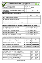 Les homophones grammaticaux - Fiches leur / leurs - Examen Evaluation- Fiches QCM - Quiz : 7ème Harmos - PDF à imprimer