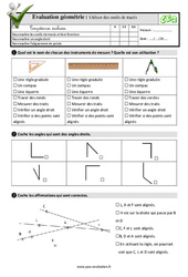 Utiliser des outils de tracés - Examen Evaluation- Fiches QCM - Quiz  : 5ème Harmos - PDF à imprimer