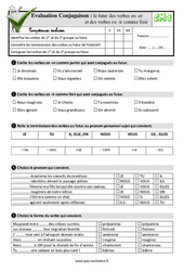 Le futur des verbes en - er  et des verbes en - ir comme finir - Examen Evaluation- Fiches QCM - Quiz : 6ème Harmos - PDF à imprimer