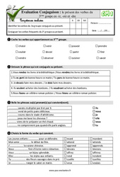 Le présent des verbes du  groupe en - ir, - oir et - dre - Examen Evaluation- Fiches QCM - Quiz : 6ème Harmos - PDF à imprimer