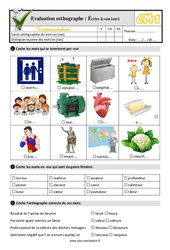 Écrire le son [oer] - Examen Evaluation- Fiches QCM - Quiz : 6ème Harmos - PDF à imprimer