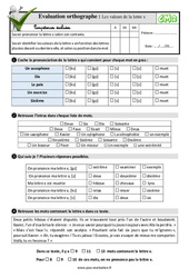 Les valeurs de la lettre x - Examen Evaluation- Fiches QCM - Quiz : 7ème Harmos - PDF à imprimer