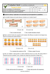 Les problèmes multiplicatifs - Examen Evaluation- Fiches QCM - Quiz : 4ème Harmos - PDF à imprimer