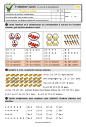 Le sens de la multiplication - Examen Evaluation- Fiches QCM - Quiz : 4ème Harmos - PDF à imprimer