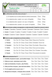 L’imparfait des verbes vouloir, pouvoir, prendre - Examen Evaluation- Fiches QCM - Quiz : 5ème Harmos - PDF à imprimer