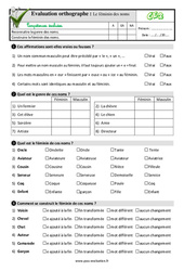 Le féminin des noms - Examen Evaluation- Fiches QCM - Quiz  : 5ème Harmos - PDF à imprimer