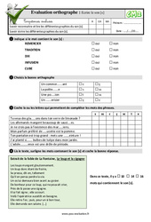 Ecrire le son [s] - Examen Evaluation- Fiches QCM - Quiz  : 7ème Harmos - PDF à imprimer