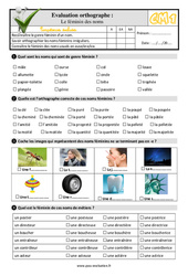 Le féminin des noms - Examen Evaluation- Fiches QCM - Quiz  : 6ème Harmos - PDF à imprimer