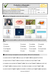 Les accents et le tréma - Examen Evaluation- Fiches QCM - Quiz  : 6ème Harmos - PDF à imprimer