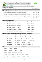 L’ordre alphabétique - Examen Evaluation- Fiches QCM - Quiz : 5ème Harmos - PDF à imprimer