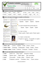 Chercher un mot dans le dictionnaire - Examen Evaluation- Fiches QCM - Quiz  : 5ème Harmos - PDF à imprimer