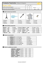 Mesurer des longueurs - Examen Evaluation- Fiches QCM - Quiz  : 6ème Harmos - PDF à imprimer