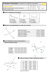 Instruments et vocabulaire de géométrie - Examen Evaluation- Fiches QCM - Quiz : 6ème Harmos - PDF à imprimer