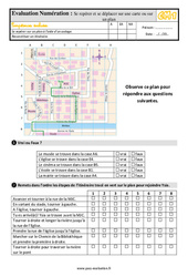 Se repérer et se déplacer sur une carte ou sur un plan - Examen Evaluation- Fiches QCM - Quiz : 6ème Harmos - PDF à imprimer