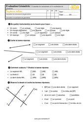 Connaître les instruments et le vocabulaire de géométrie - Examen Evaluation- Fiches QCM - Quiz : 7ème Harmos - PDF à imprimer