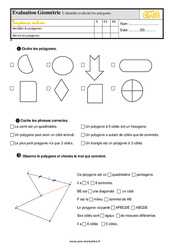 Identifier et décrire les polygones - Examen Evaluation- Fiches QCM - Quiz  : 7ème Harmos - PDF à imprimer