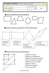 Identifier et décrire les quadrilatères - Examen Evaluation- Fiches QCM - Quiz  : 7ème Harmos - PDF à imprimer