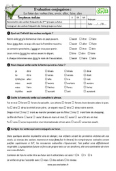 Le futur des verbes être, avoir, aller, faire, dire - Examen Evaluation- Fiches QCM - Quiz : 7ème Harmos - PDF à imprimer