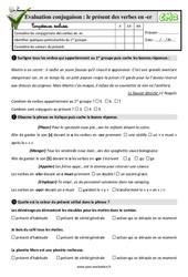 Le présent des verbes en - er - Examen Evaluation- Fiches QCM - Quiz  : 7ème Harmos - PDF à imprimer